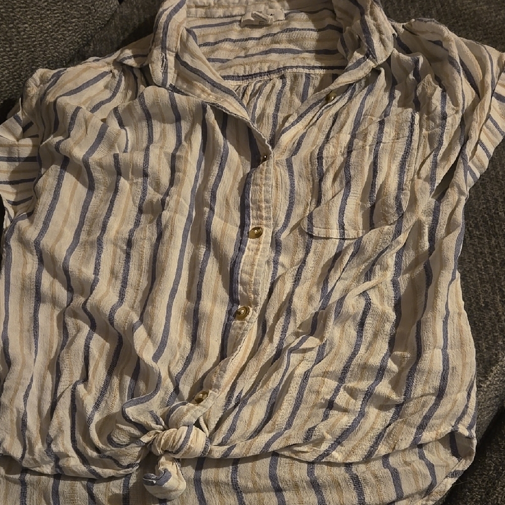 Japna Casual Blue and White Button Down Shirt